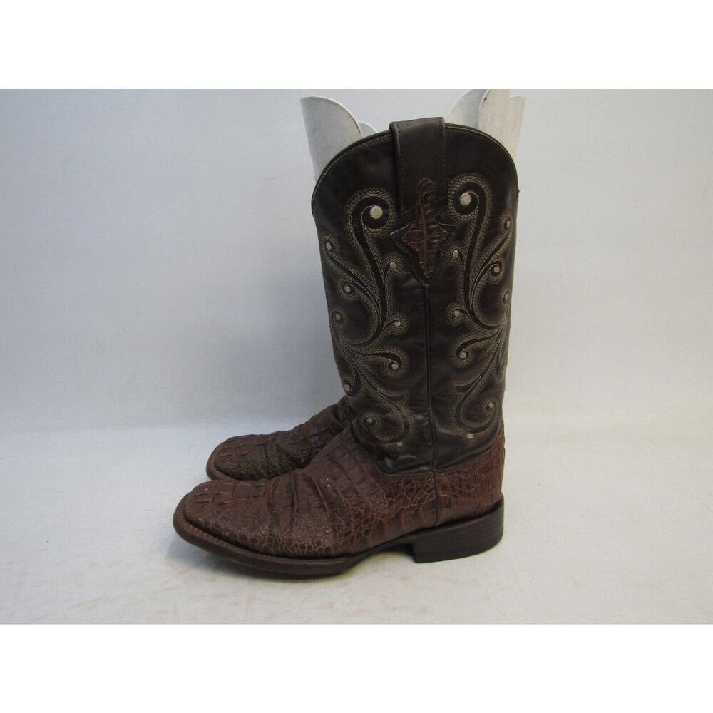 Ferrini Mens Size 8 D Brown Leather Alligator Print Cowboy Boots